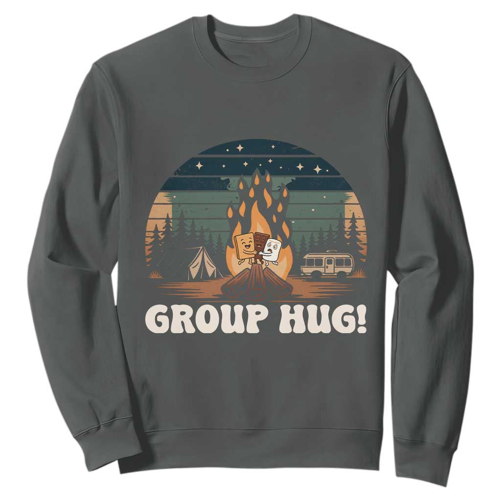 Funny Smores Camping Sweatshirt Group Hug TS12 Dark Heather Print Your Wear