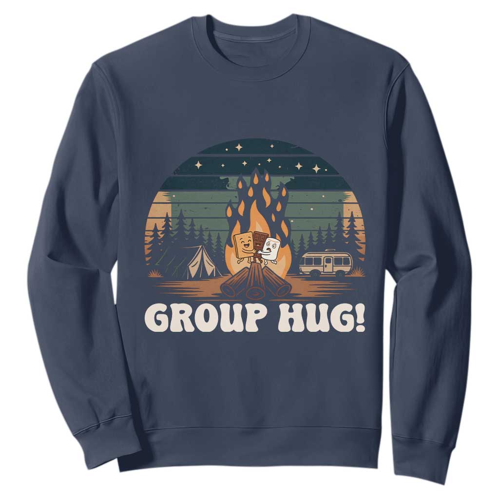 Funny Smores Camping Sweatshirt Group Hug TS12 Navy Print Your Wear