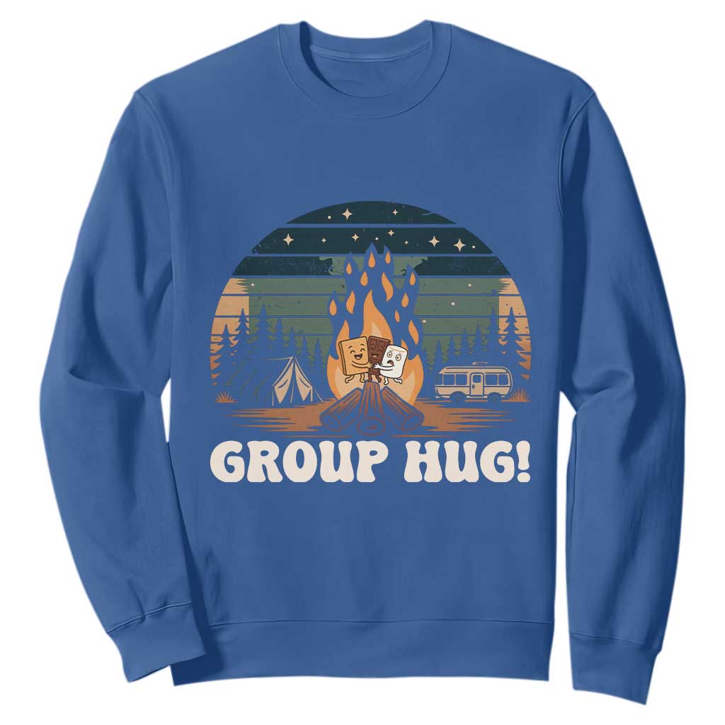 Funny Smores Camping Sweatshirt Group Hug TS12 Royal Blue Print Your Wear