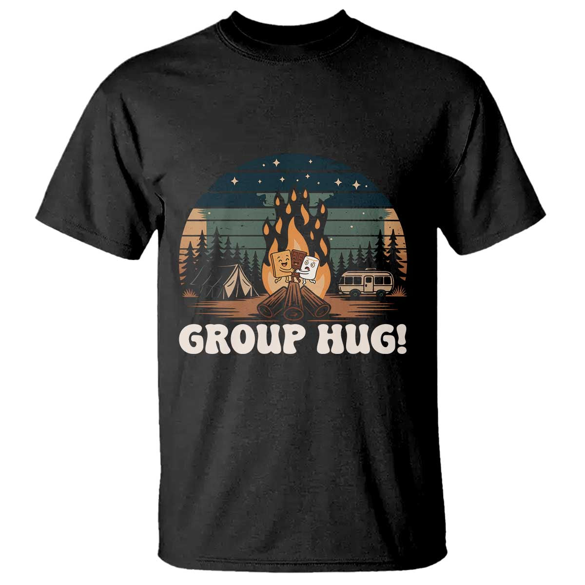 Funny Smores Camping T Shirt Group Hug TS12 Black Print Your Wear
