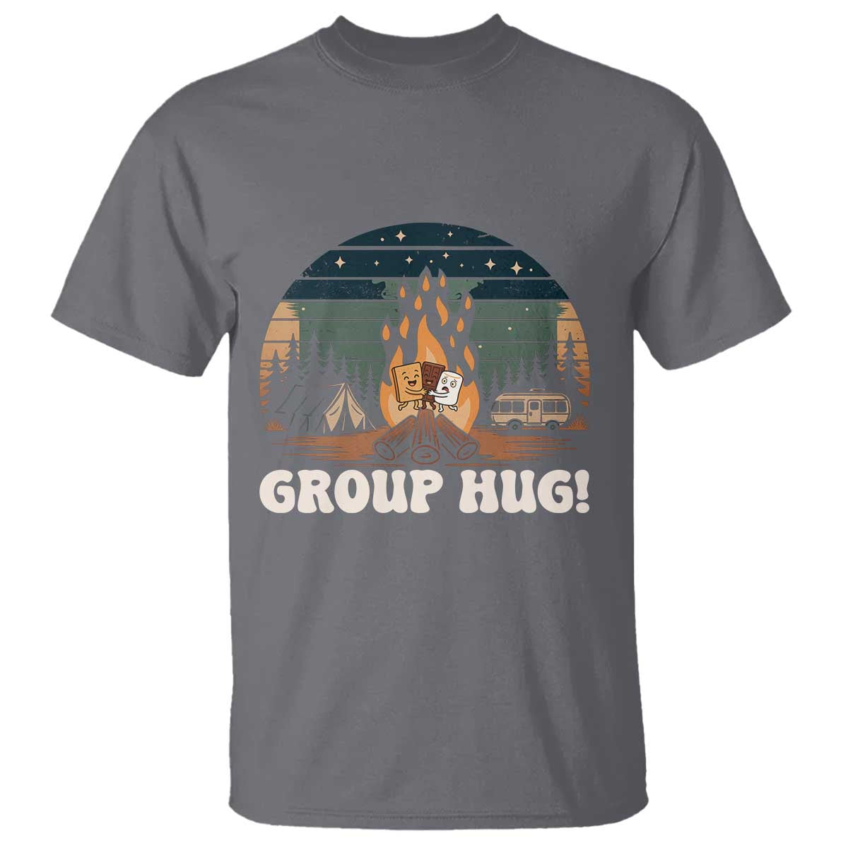 Funny Smores Camping T Shirt Group Hug TS12 Charcoal Print Your Wear