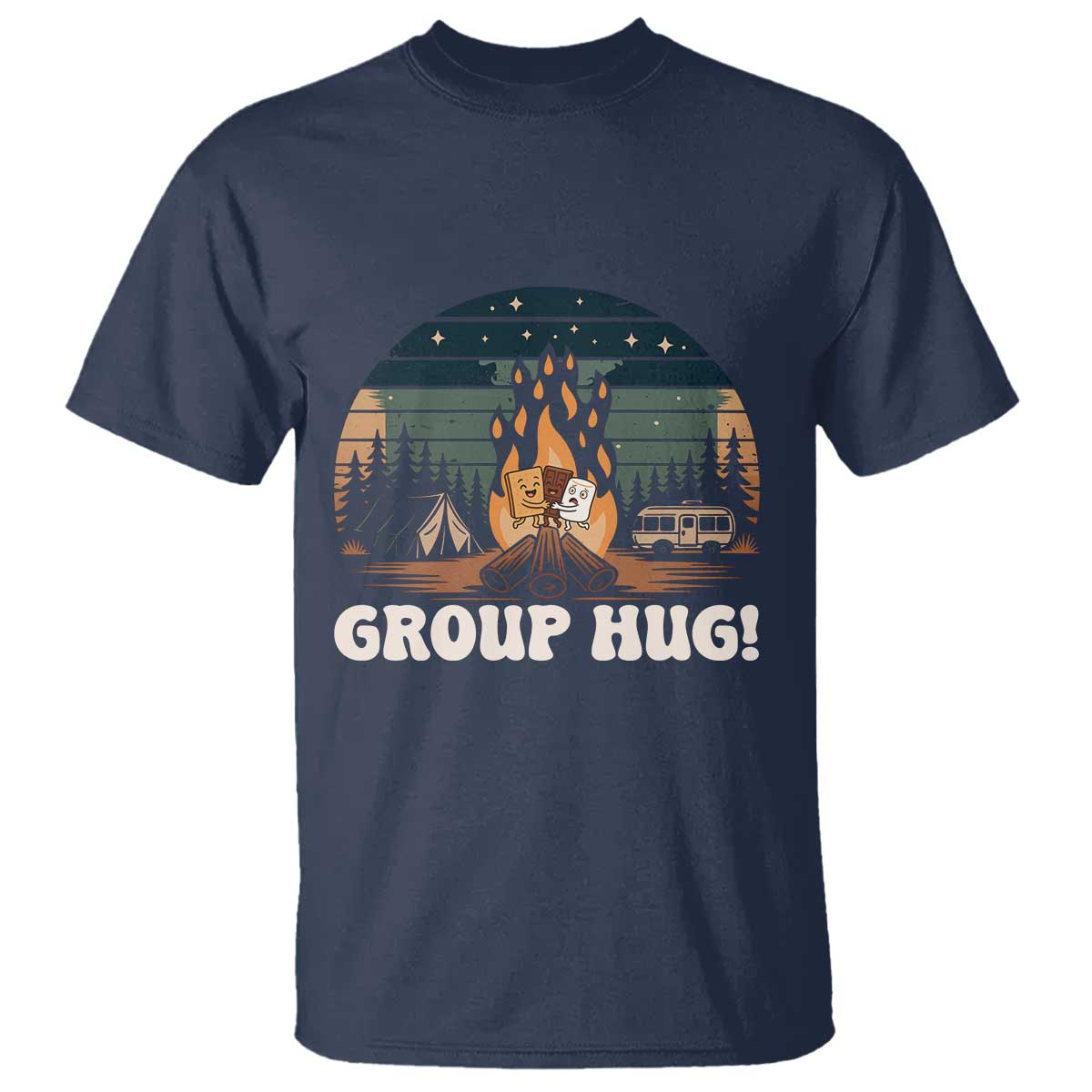 Funny Smores Camping T Shirt Group Hug TS12 Navy Print Your Wear