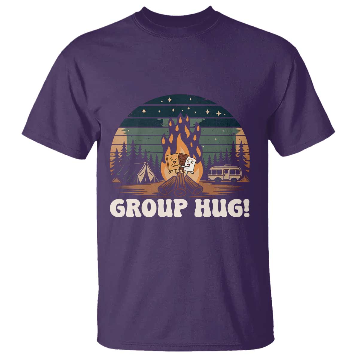 Funny Smores Camping T Shirt Group Hug TS12 Purple Print Your Wear