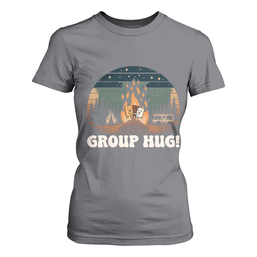Funny Smores Camping T Shirt For Women Group Hug TS12 Charcoal Print Your Wear