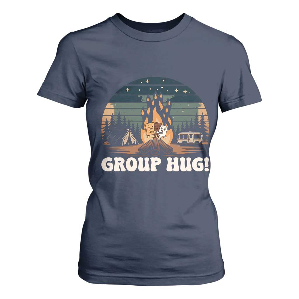 Funny Smores Camping T Shirt For Women Group Hug TS12 Navy Print Your Wear