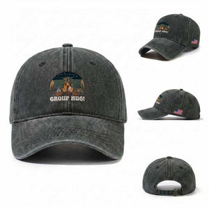 Funny Smores Camping Washed Cotton Baseball Cap Group Hug TS12 Washed Cap Universal Fit Dark Green Print Your Wear