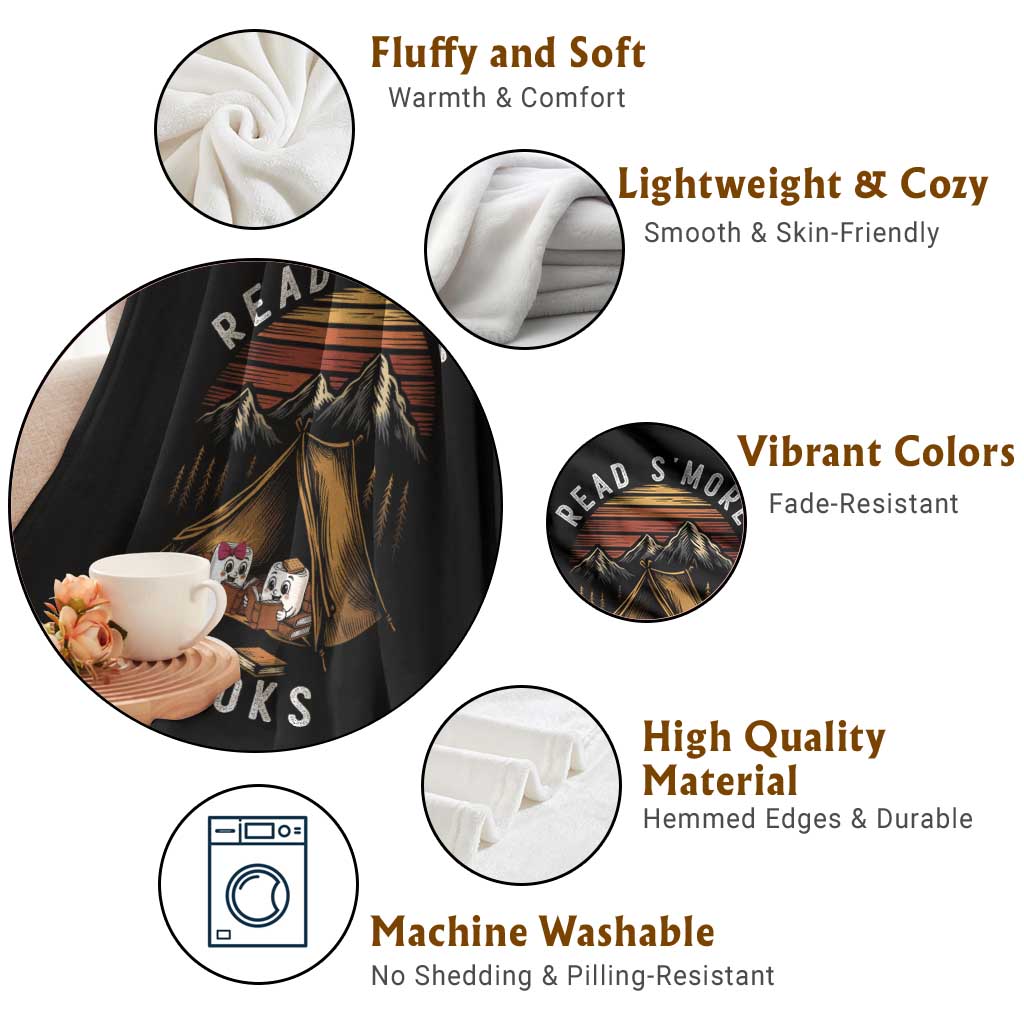 Book Lover Gift Throw Blanket Read Smore Books Camping Humor TS12 Print Your Wear