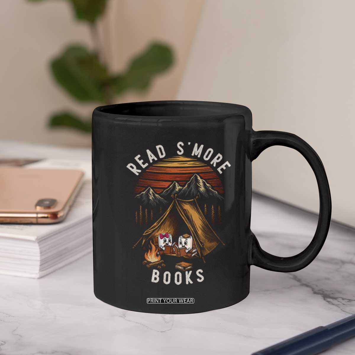 Book Lover Gift Coffee Mug Read Smore Books Camping Humor TS12 Print Your Wear
