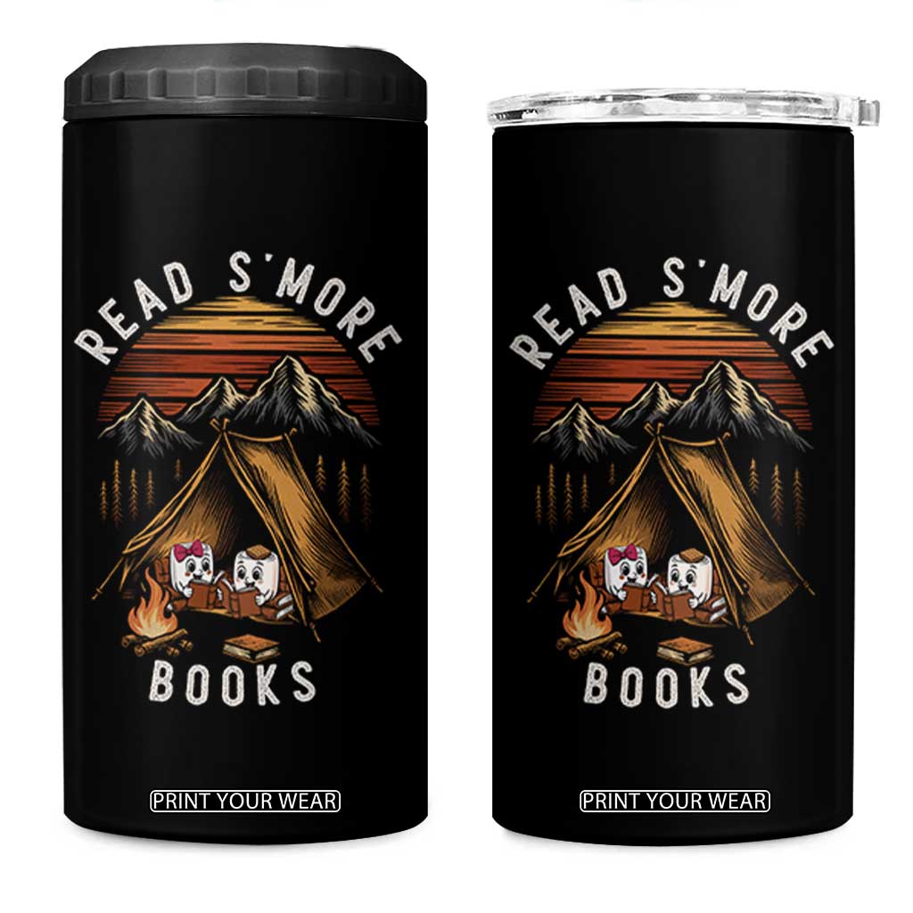 Book Lover Gift 4 in 1 Can Cooler Tumbler Read Smore Books Camping Humor TS12 One Size: 16 oz Black Print Your Wear