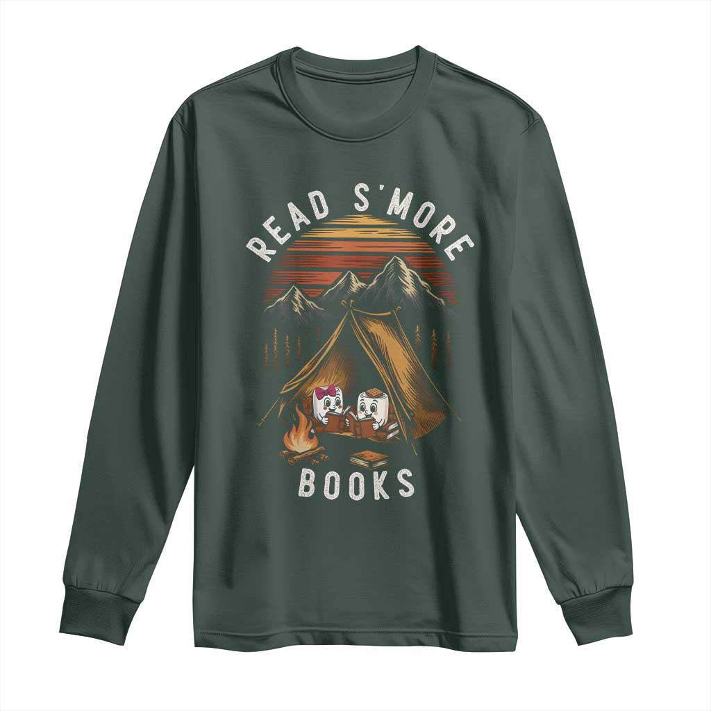 Book Lover Gift Long Sleeve Shirt Read Smore Books Camping Humor TS12 Dark Forest Green Print Your Wear