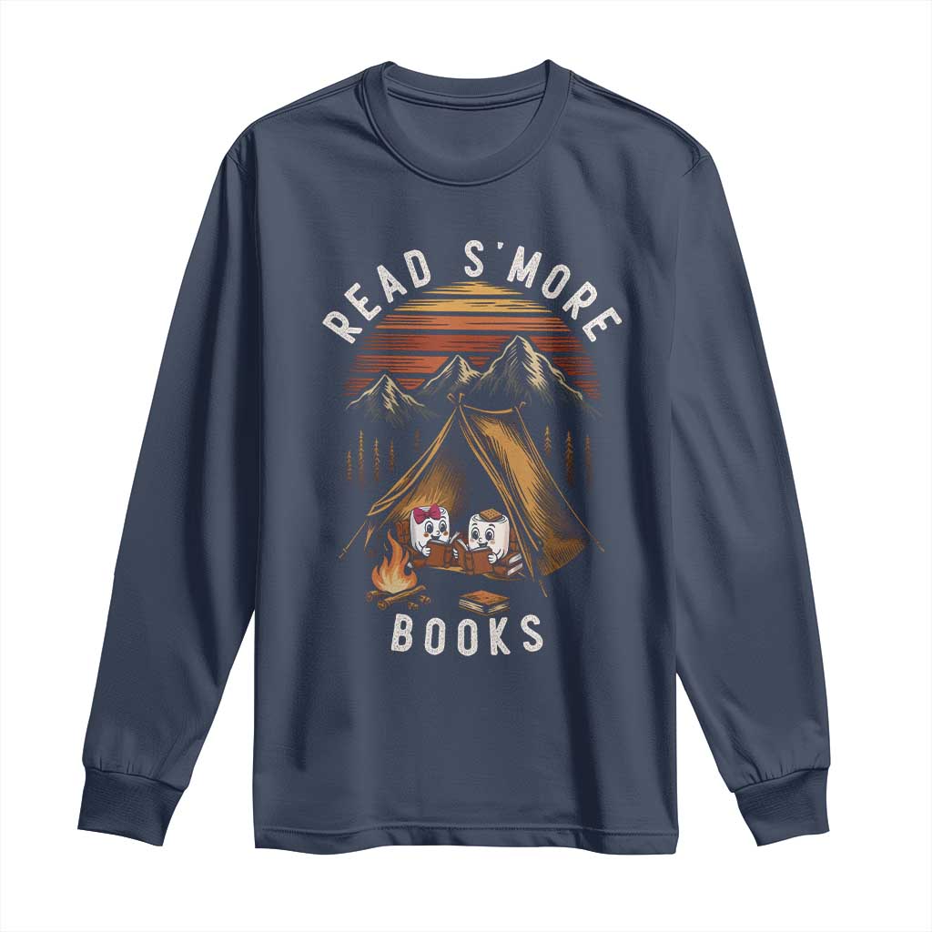 Book Lover Gift Long Sleeve Shirt Read Smore Books Camping Humor TS12 Navy Print Your Wear