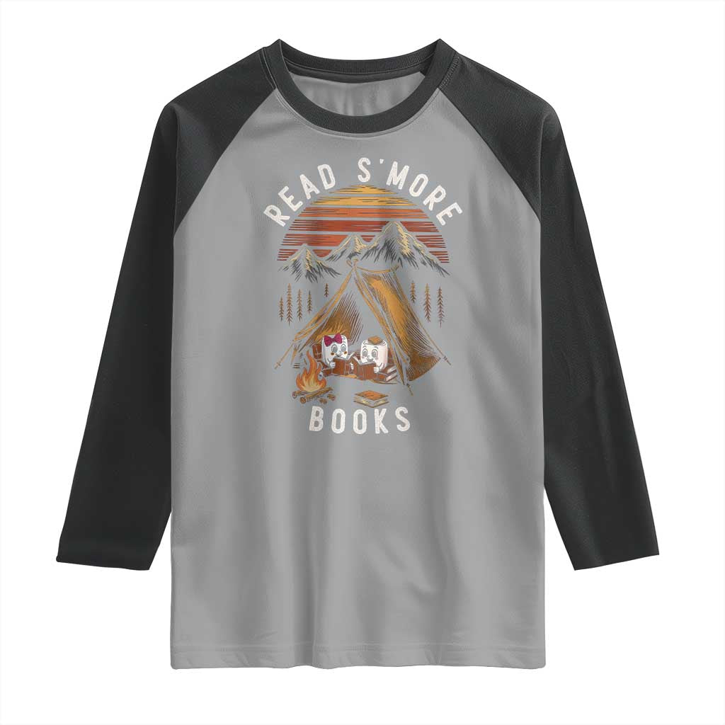 Book Lover Gift Raglan Shirt Read Smore Books Camping Humor TS12 Sport Gray Black Print Your Wear