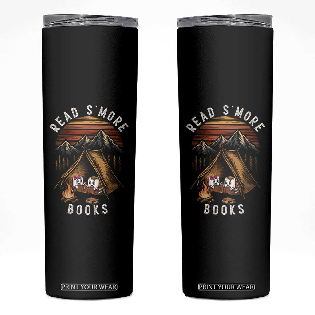 Book Lover Gift Skinny Tumbler Read Smore Books Camping Humor TS12 Black Print Your Wear