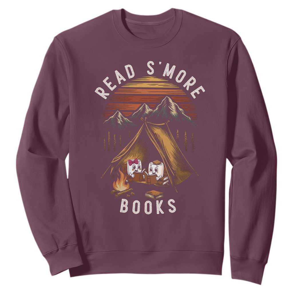 Book Lover Gift Sweatshirt Read Smore Books Camping Humor TS12 Maroon Print Your Wear