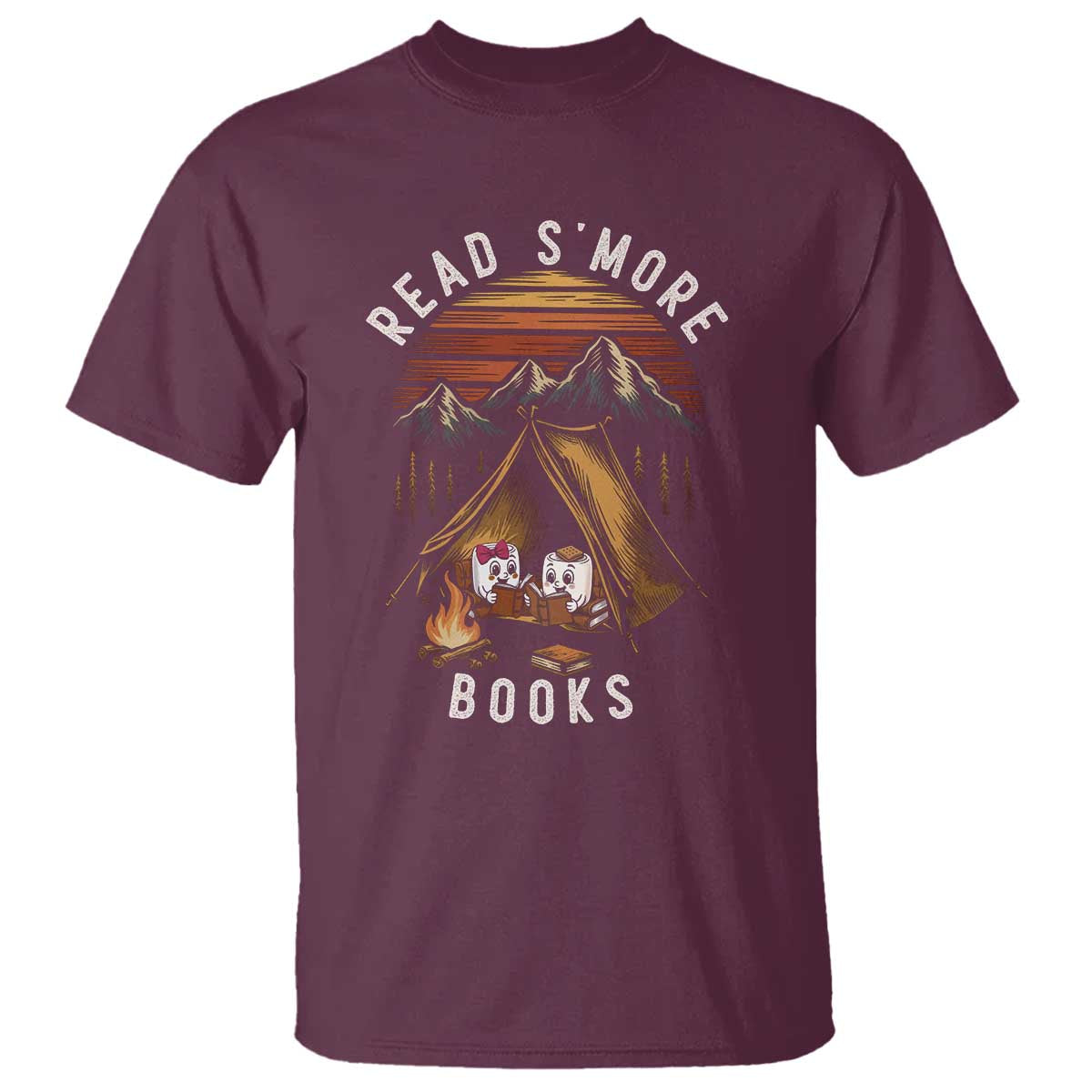 Book Lover Gift T Shirt Read Smore Books Camping Humor TS12 Maroon Print Your Wear