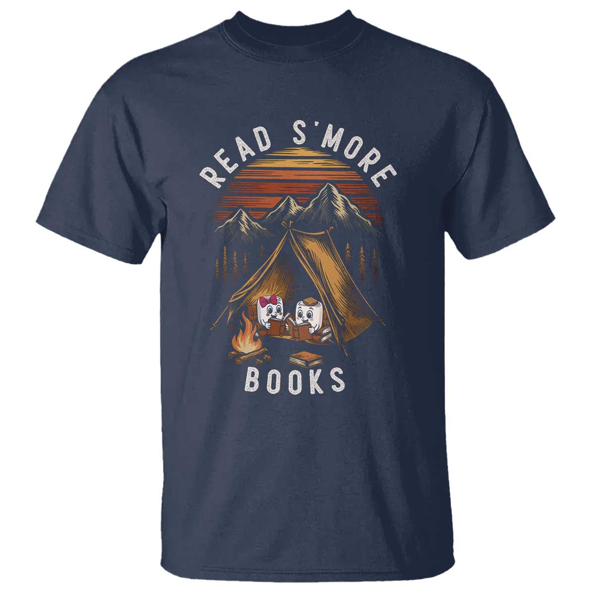 Book Lover Gift T Shirt Read Smore Books Camping Humor TS12 Navy Print Your Wear