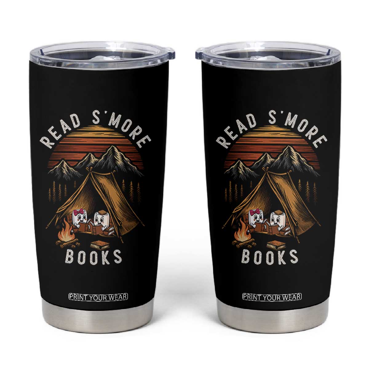 Book Lover Gift Tumbler Cup Read Smore Books Camping Humor TS12 Black Print Your Wear