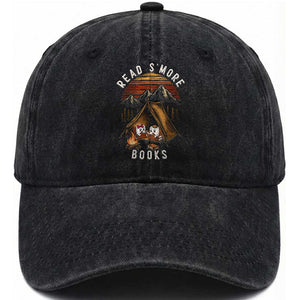 Book Lover Gift Washed Cotton Baseball Cap Read Smore Books Camping Humor TS12 Print Your Wear