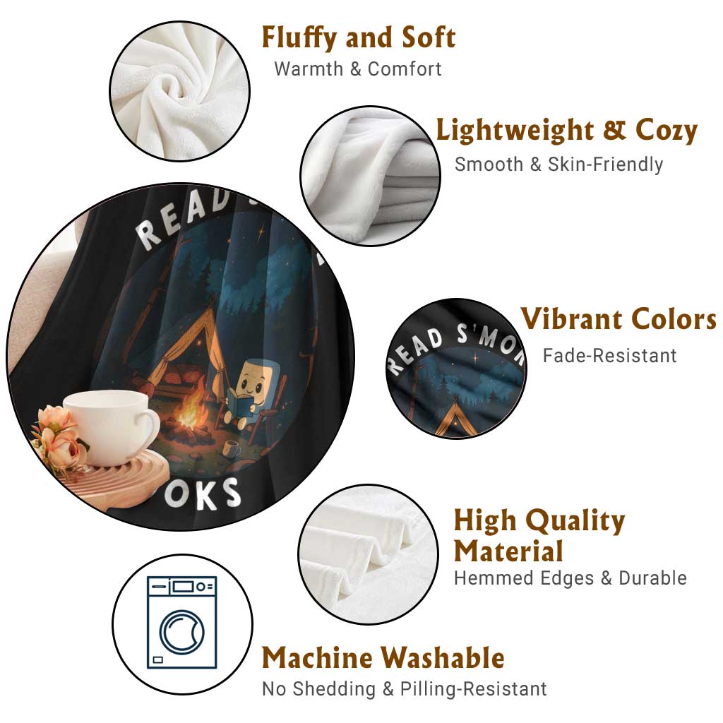 Camping Lover Throw Blanket Read Smore Books Funny Smores TS12 Print Your Wear