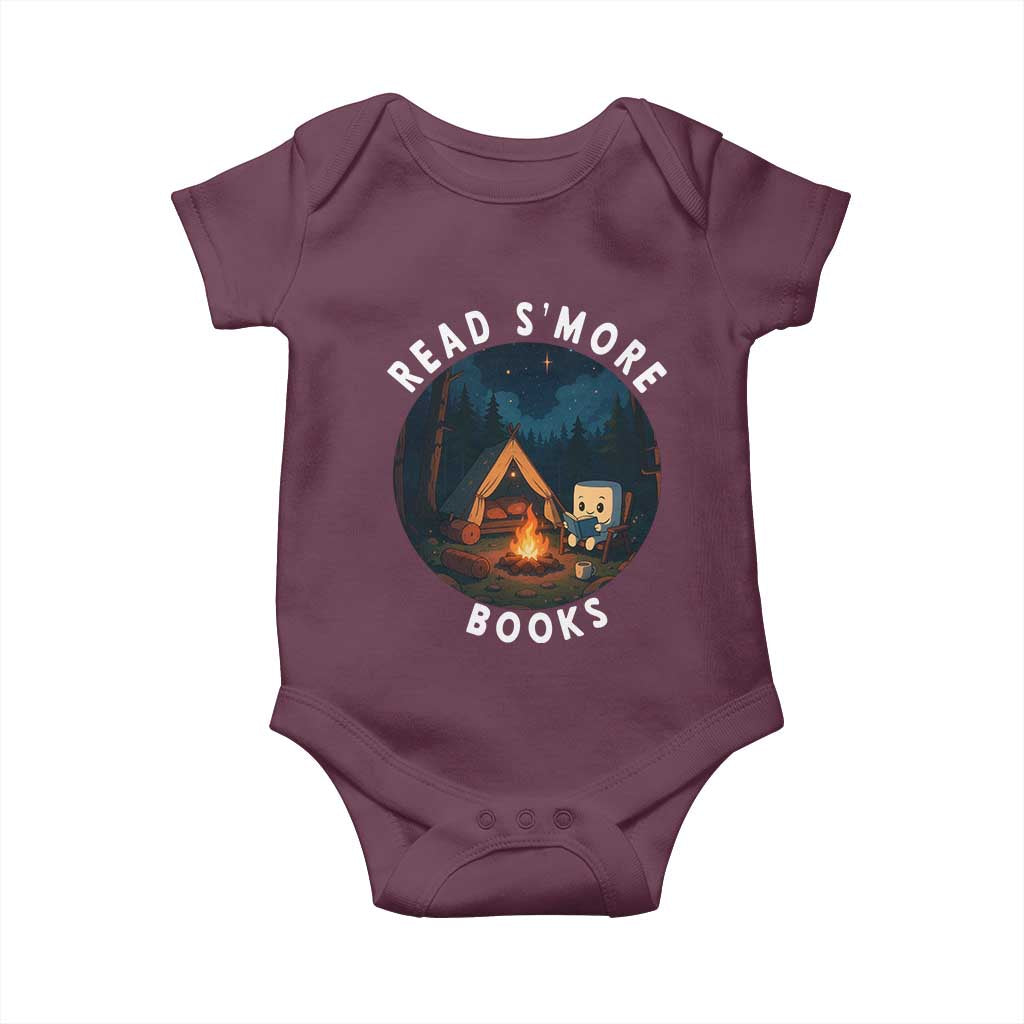Camping Lover Baby Onesie Read Smore Books Funny Smores TS12 Maroon Print Your Wear