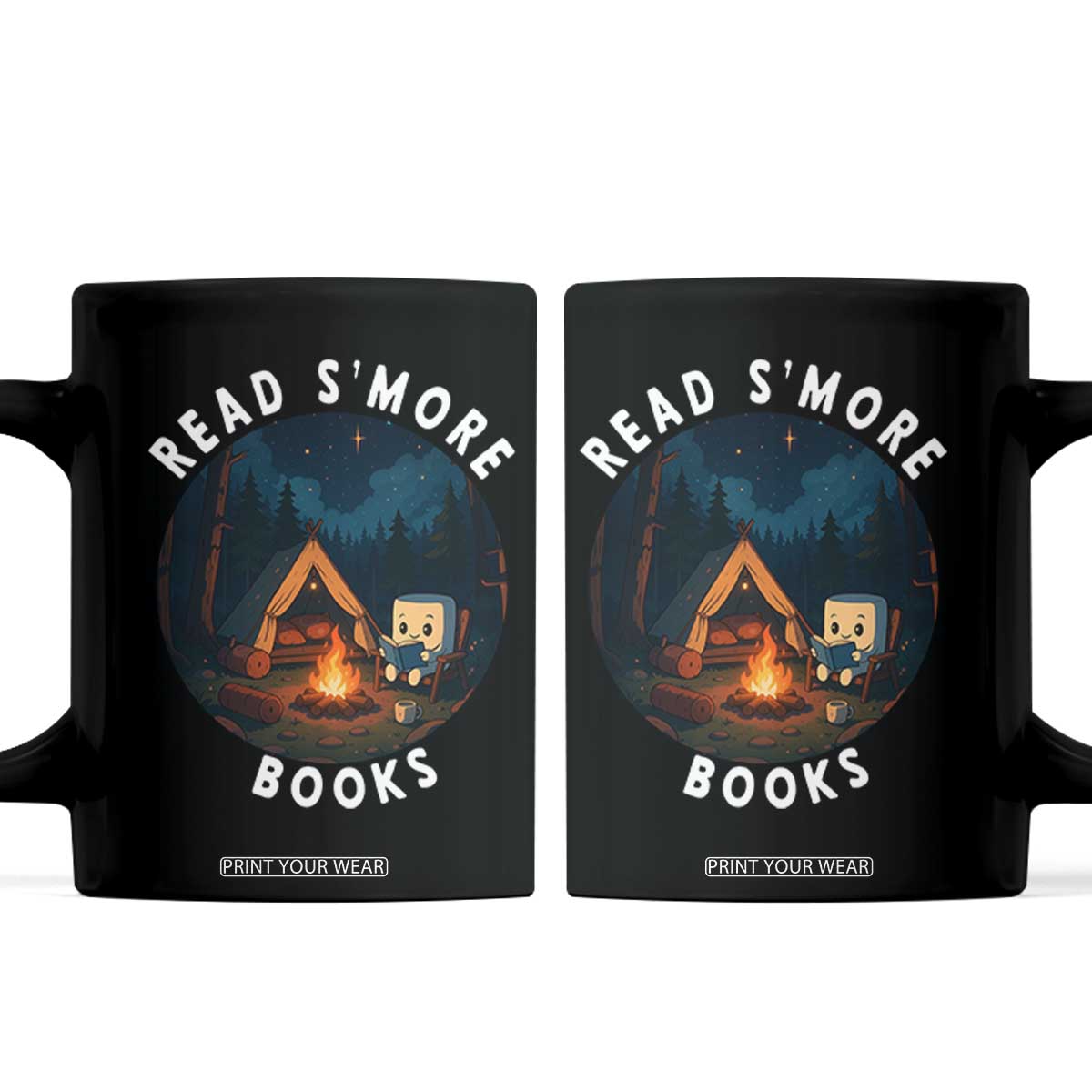 Camping Lover Coffee Mug Read Smore Books Funny Smores TS12 Black Print Your Wear
