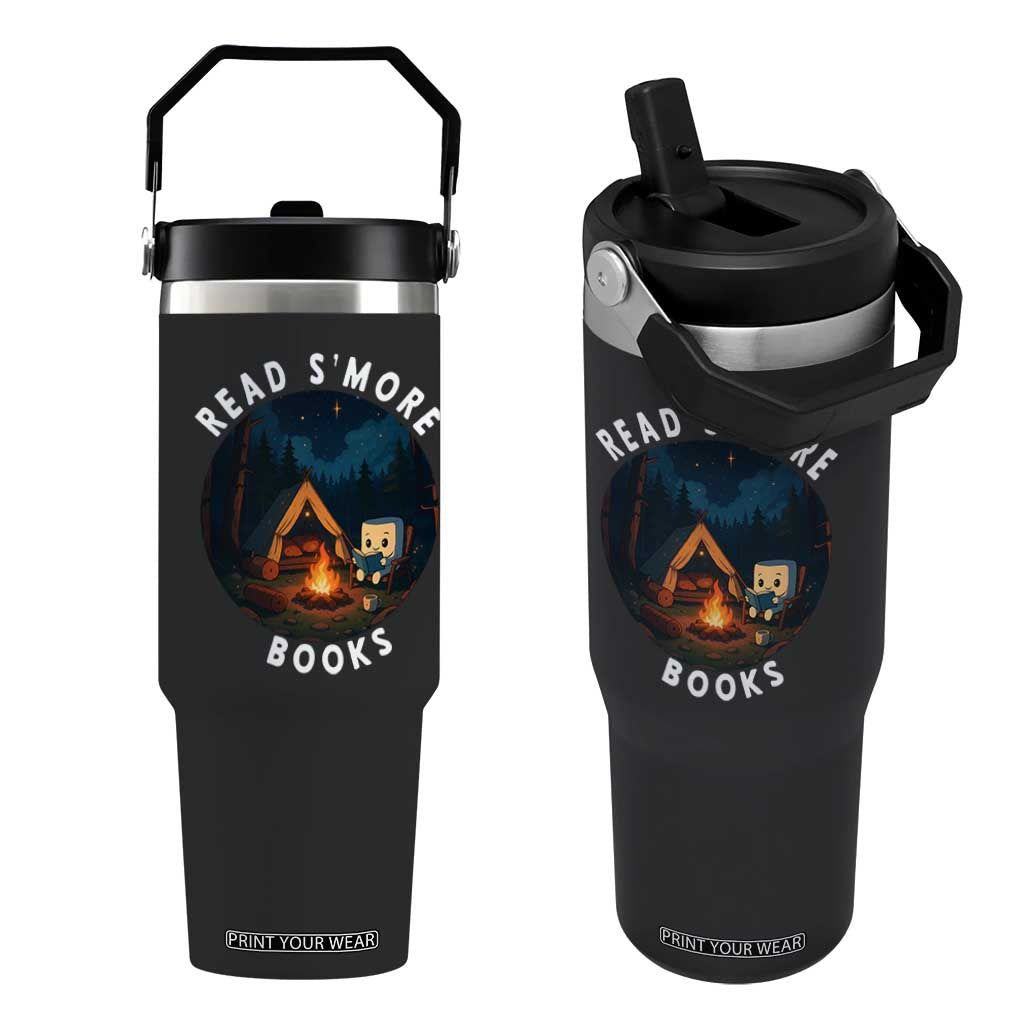 Camping Lover Flip Straw Tumbler Read Smore Books Funny Smores TS12 One Size: 30 oz Black Print Your Wear