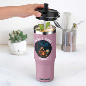 Camping Lover Flip Straw Tumbler Read Smore Books Funny Smores TS12 One Size: 30 oz Light Pink Print Your Wear