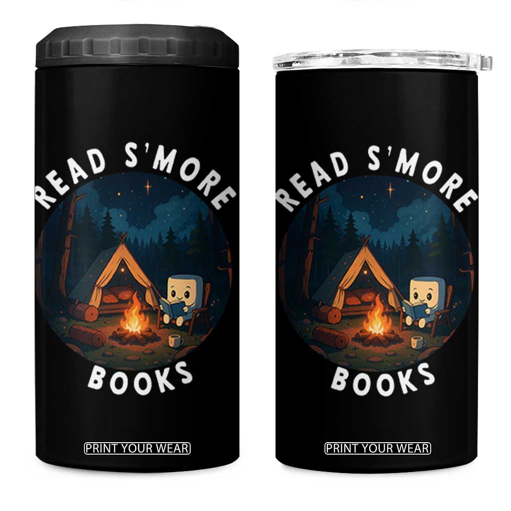 Camping Lover 4 in 1 Can Cooler Tumbler Read Smore Books Funny Smores TS12 One Size: 16 oz Black Print Your Wear