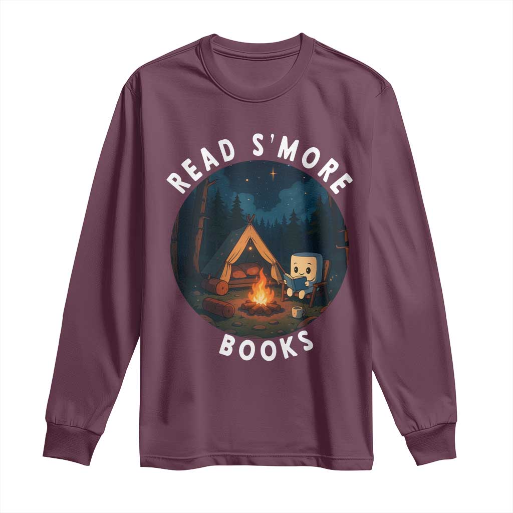 Camping Lover Long Sleeve Shirt Read Smore Books Funny Smores TS12 Maroon Print Your Wear
