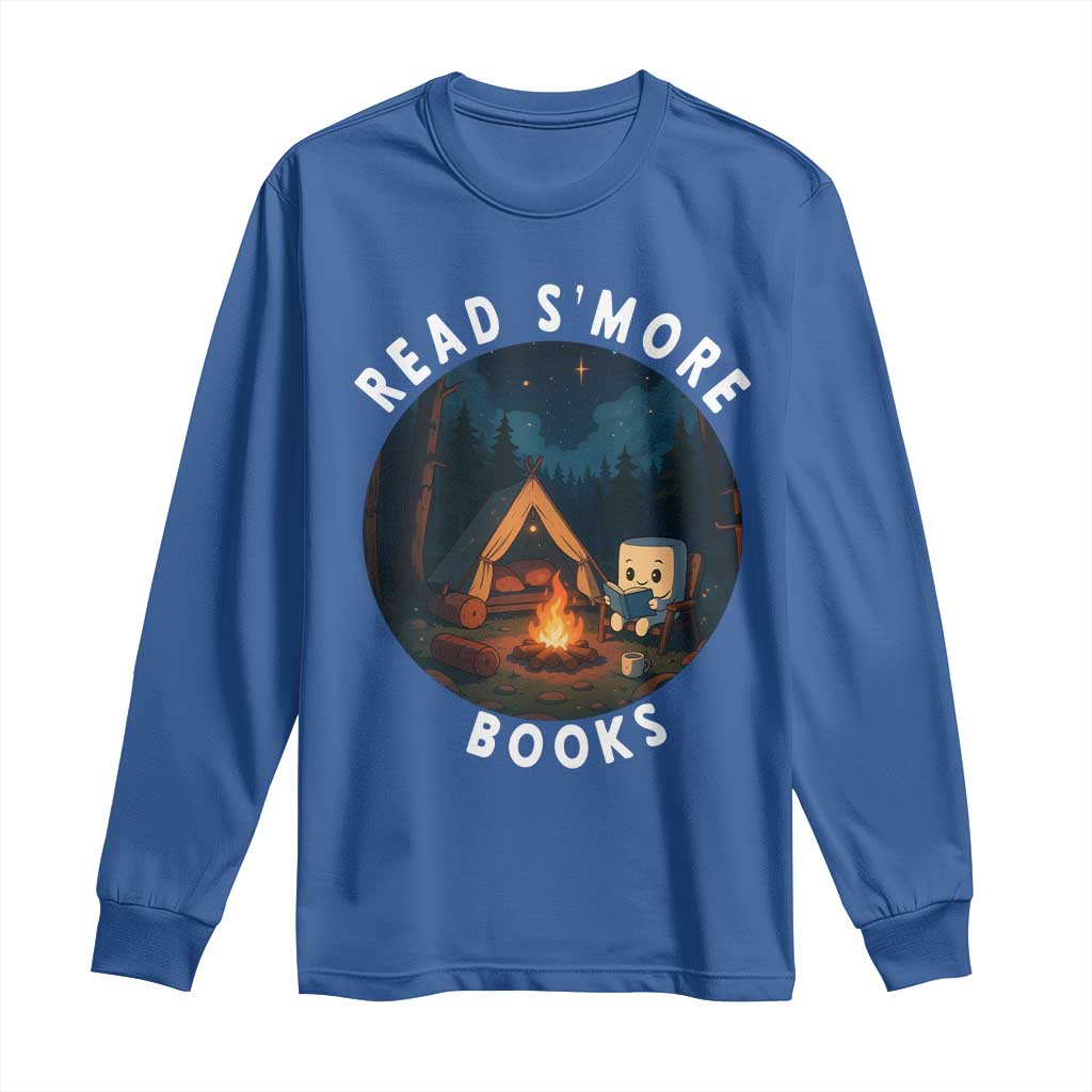 Camping Lover Long Sleeve Shirt Read Smore Books Funny Smores TS12 Royal Blue Print Your Wear