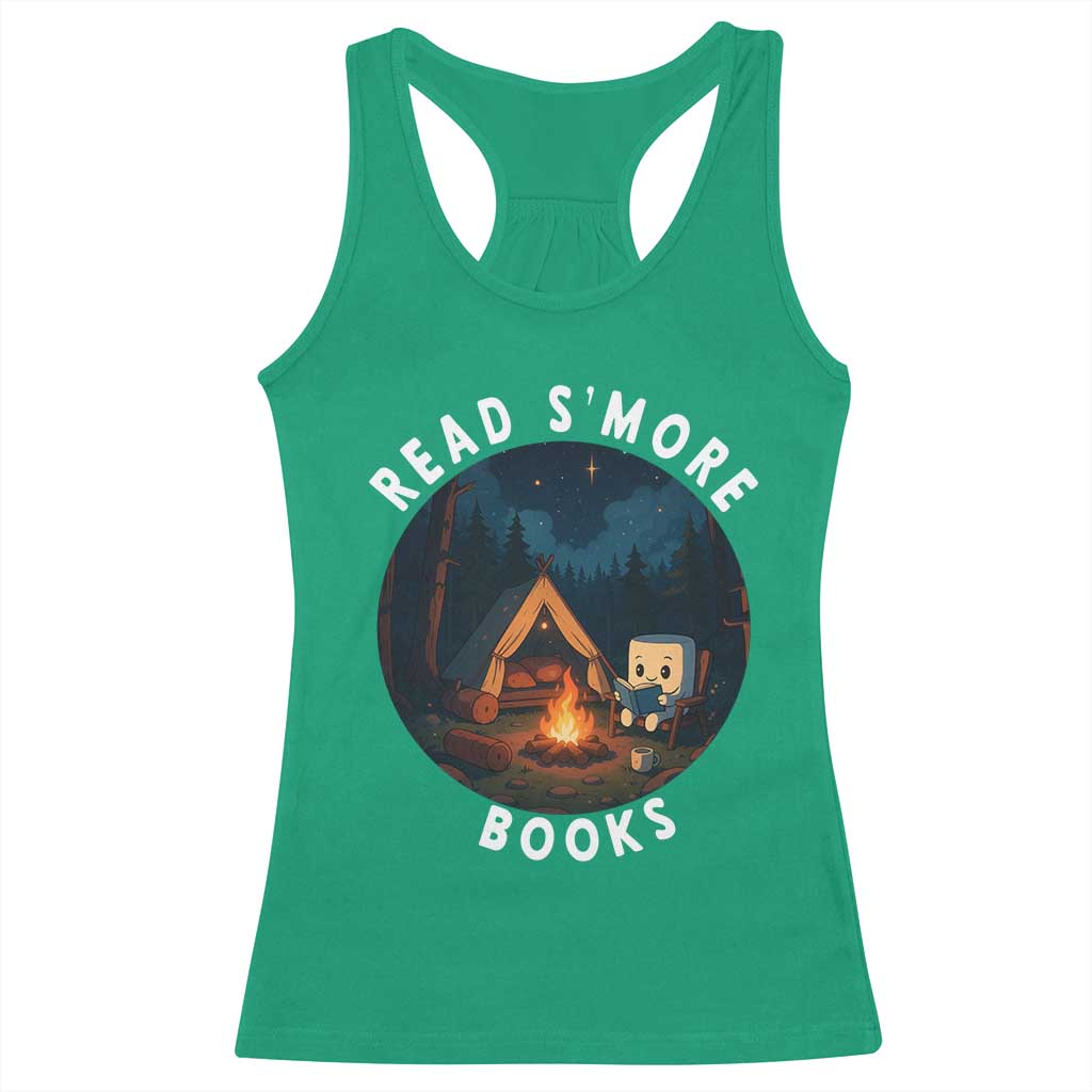 Camping Lover Racerback Tank Top Read Smore Books Funny Smores TS12 Irish Green Print Your Wear