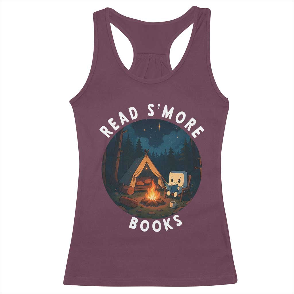 Camping Lover Racerback Tank Top Read Smore Books Funny Smores TS12 Maroon Print Your Wear