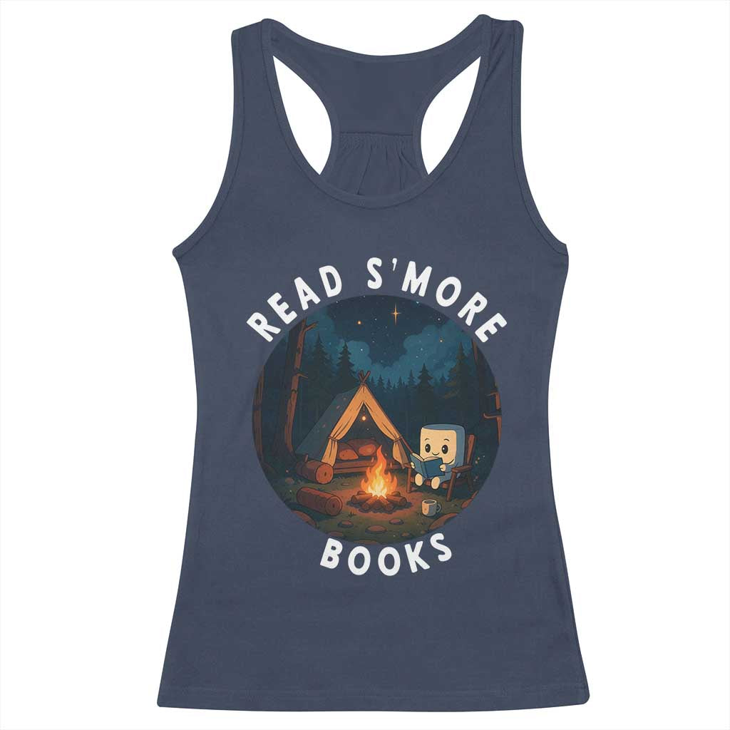 Camping Lover Racerback Tank Top Read Smore Books Funny Smores TS12 Navy Print Your Wear