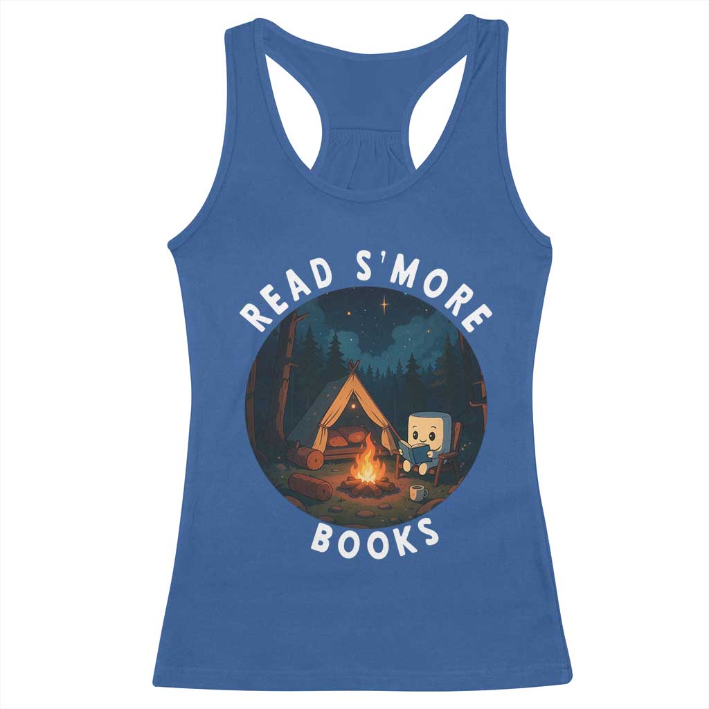 Camping Lover Racerback Tank Top Read Smore Books Funny Smores TS12 Royal Blue Print Your Wear