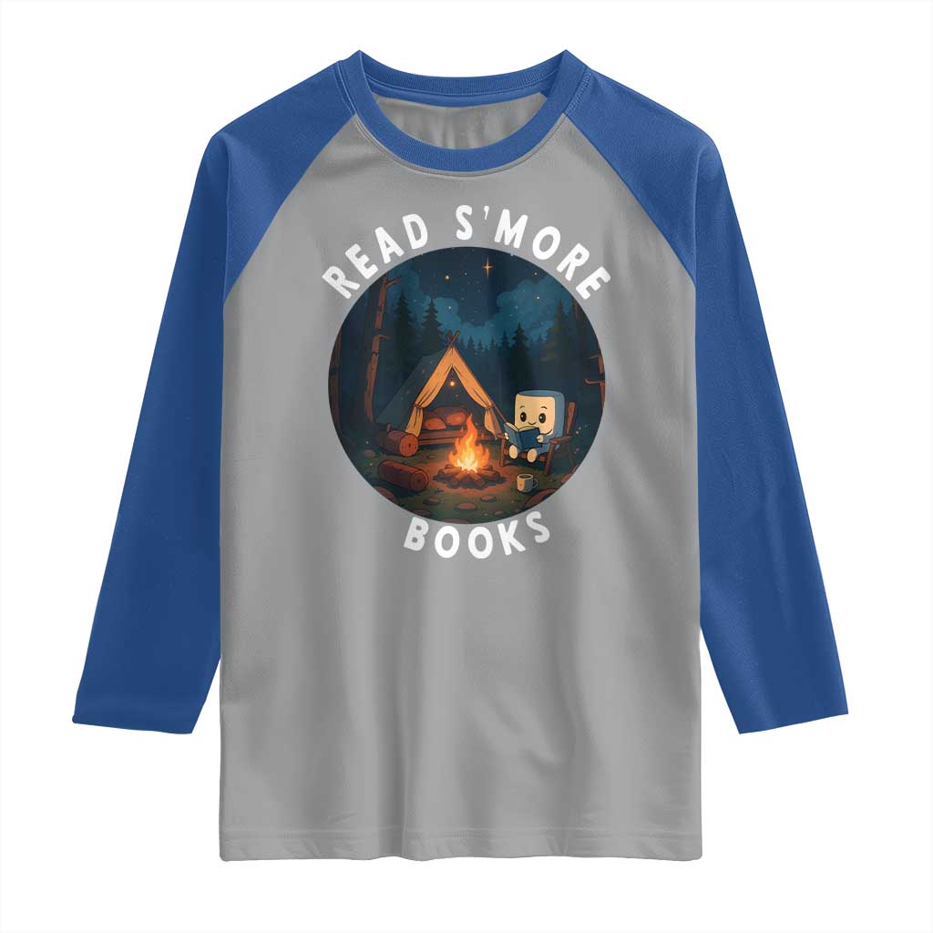 Camping Lover Raglan Shirt Read Smore Books Funny Smores TS12 Sport Gray Royal Print Your Wear