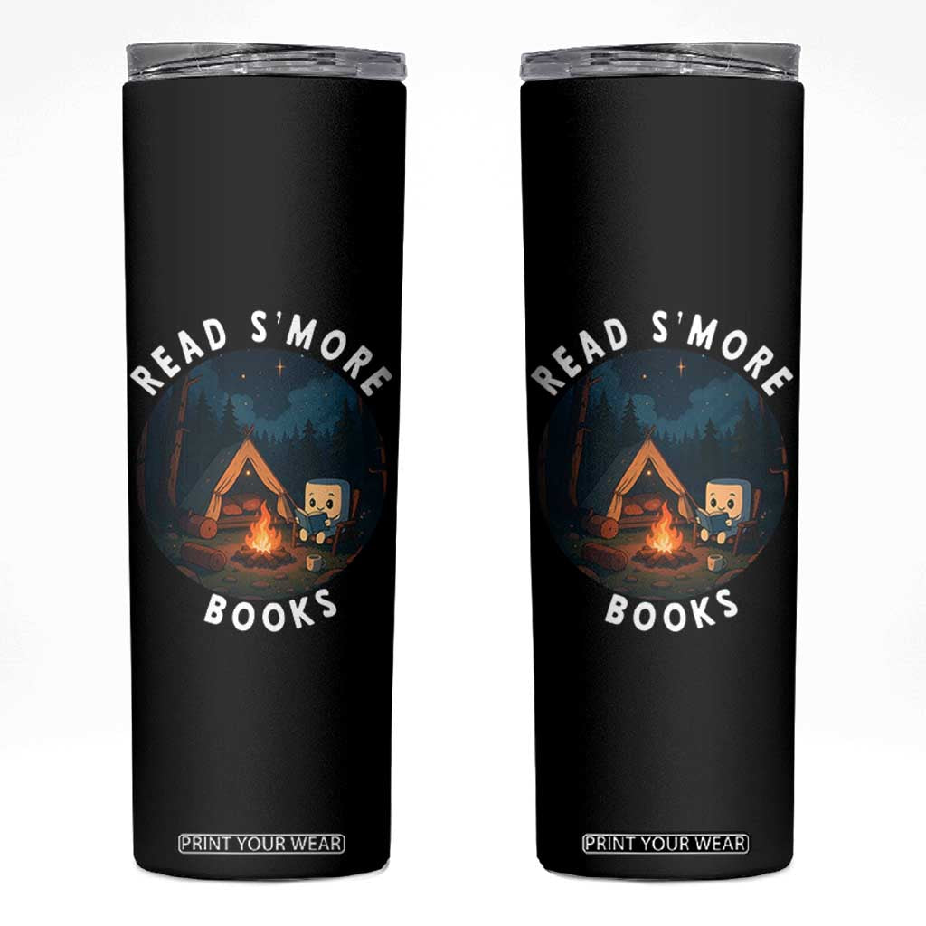 Camping Lover Skinny Tumbler Read Smore Books Funny Smores TS12 Black Print Your Wear