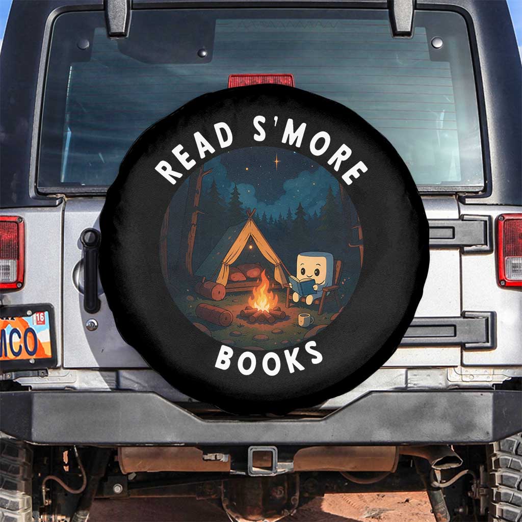 Camping Lover Spare Tire Cover Read Smore Books Funny Smores TS12 No hole Black Print Your Wear