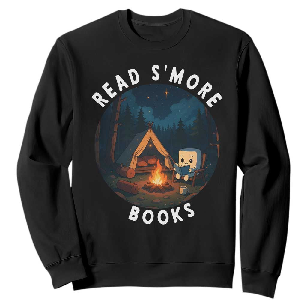 Camping Lover Sweatshirt Read Smore Books Funny Smores TS12 Black Print Your Wear