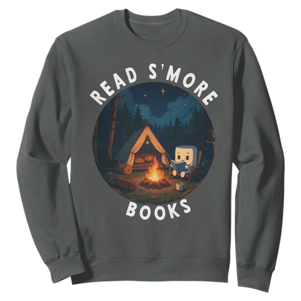 Camping Lover Sweatshirt Read Smore Books Funny Smores TS12 Dark Heather Print Your Wear
