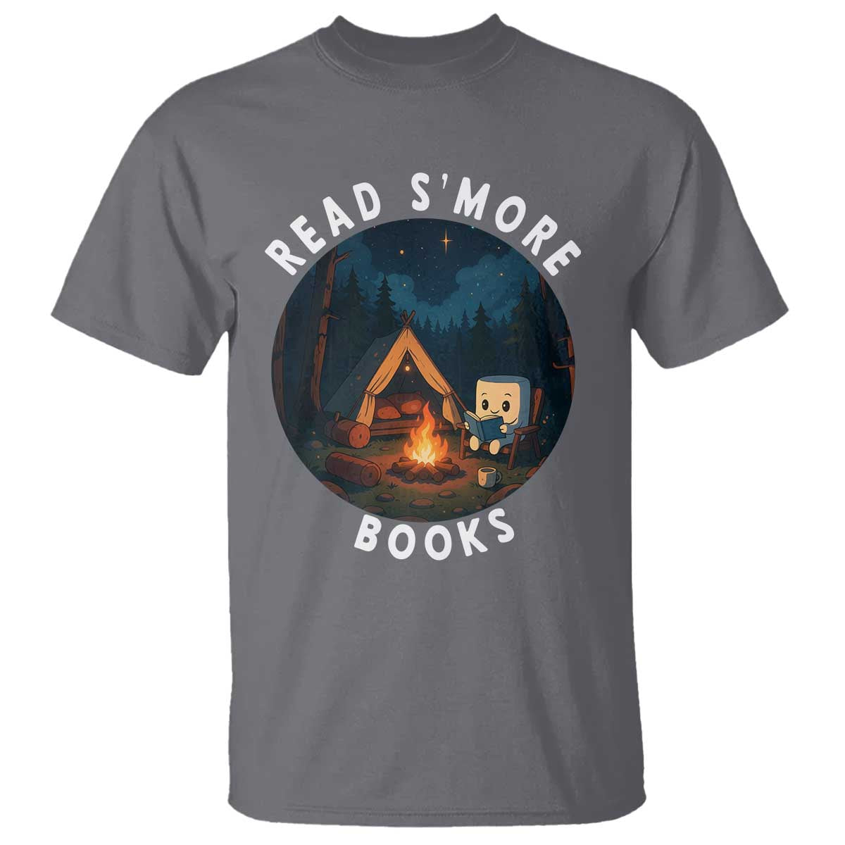 Camping Lover T Shirt Read Smore Books Funny Smores TS12 Charcoal Print Your Wear