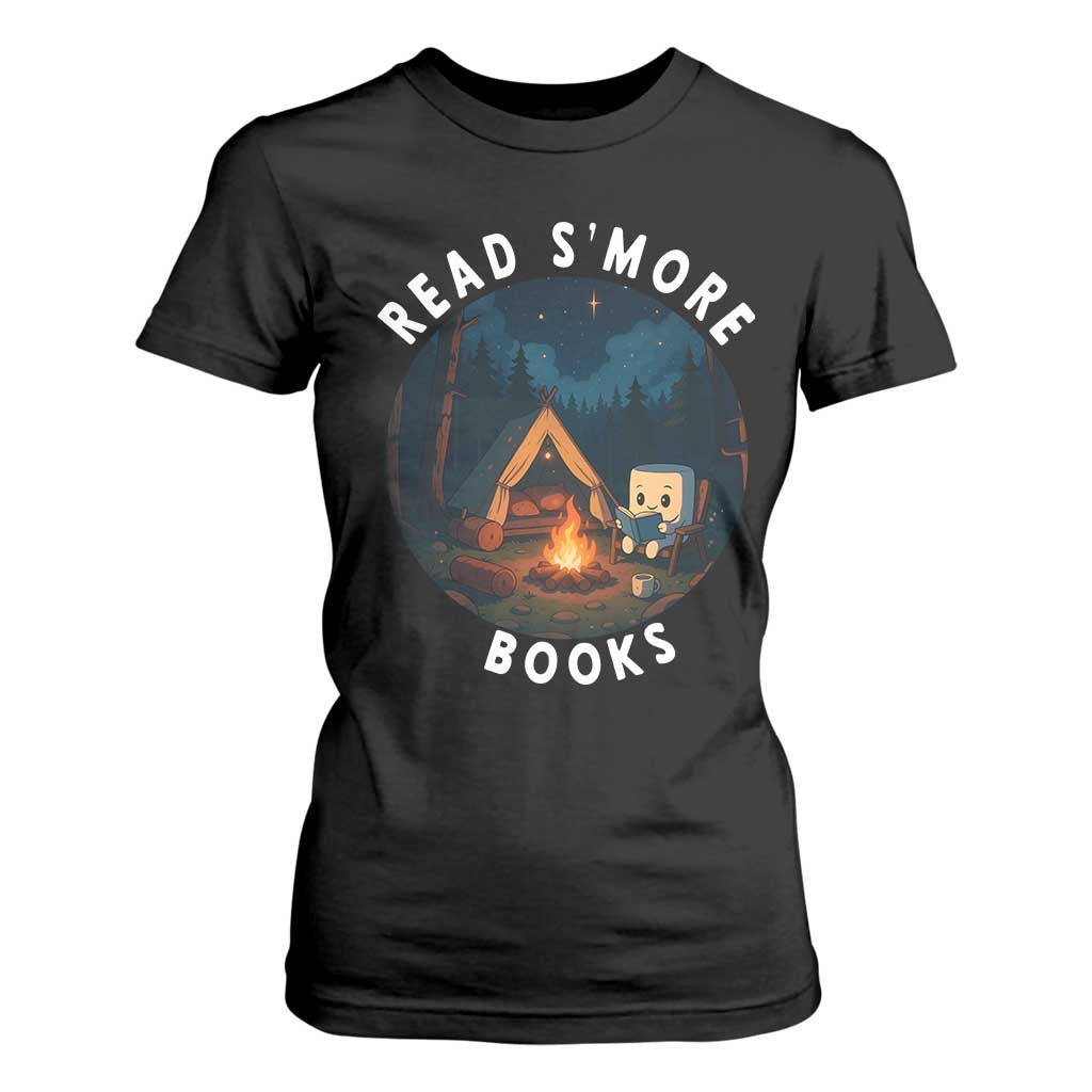 Camping Lover T Shirt For Women Read Smore Books Funny Smores TS12 Black Print Your Wear