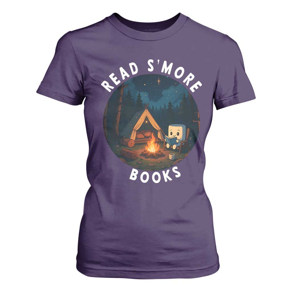 Camping Lover T Shirt For Women Read Smore Books Funny Smores TS12 Purple Print Your Wear