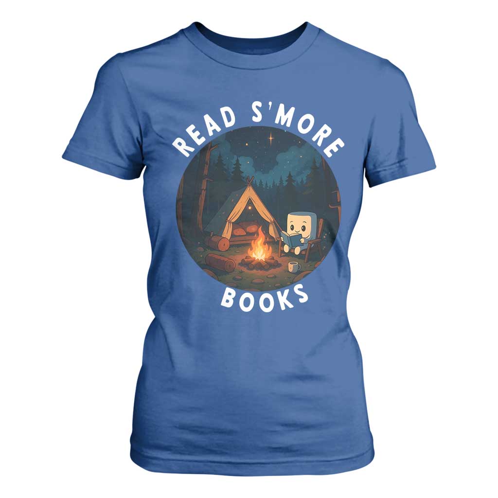 Camping Lover T Shirt For Women Read Smore Books Funny Smores TS12 Royal Blue Print Your Wear