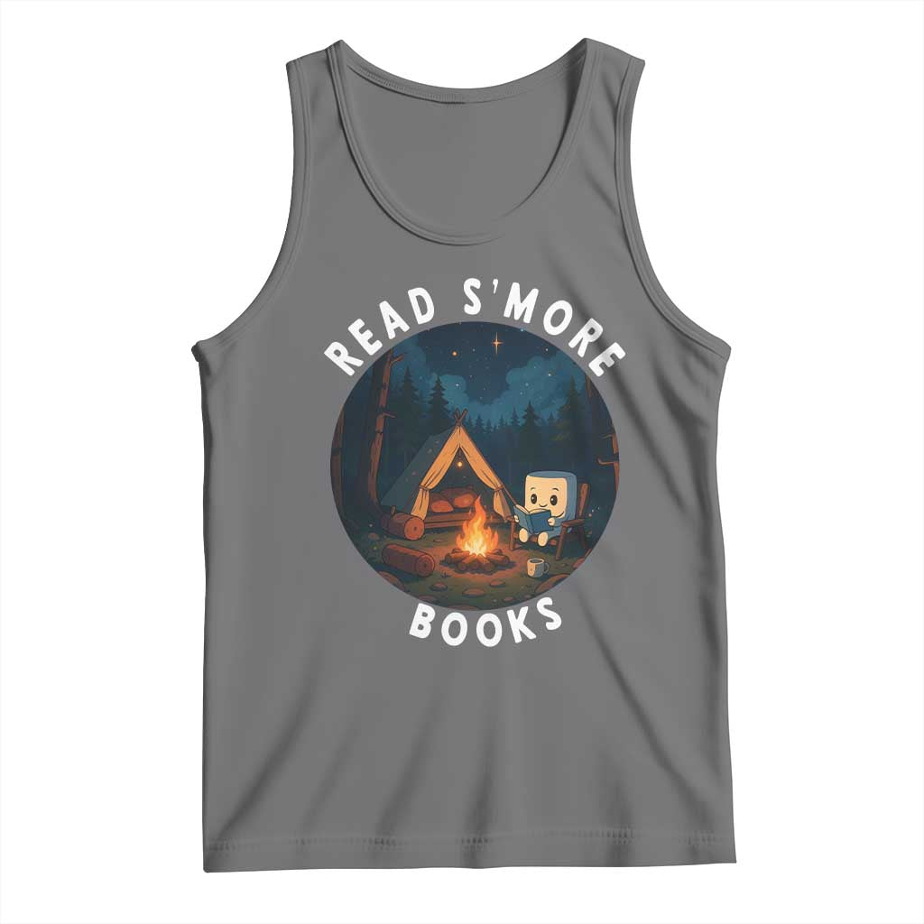 Camping Lover Tank Top Read Smore Books Funny Smores TS12 Black Heather Print Your Wear