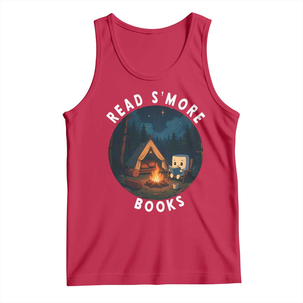 Camping Lover Tank Top Read Smore Books Funny Smores TS12 Red Print Your Wear