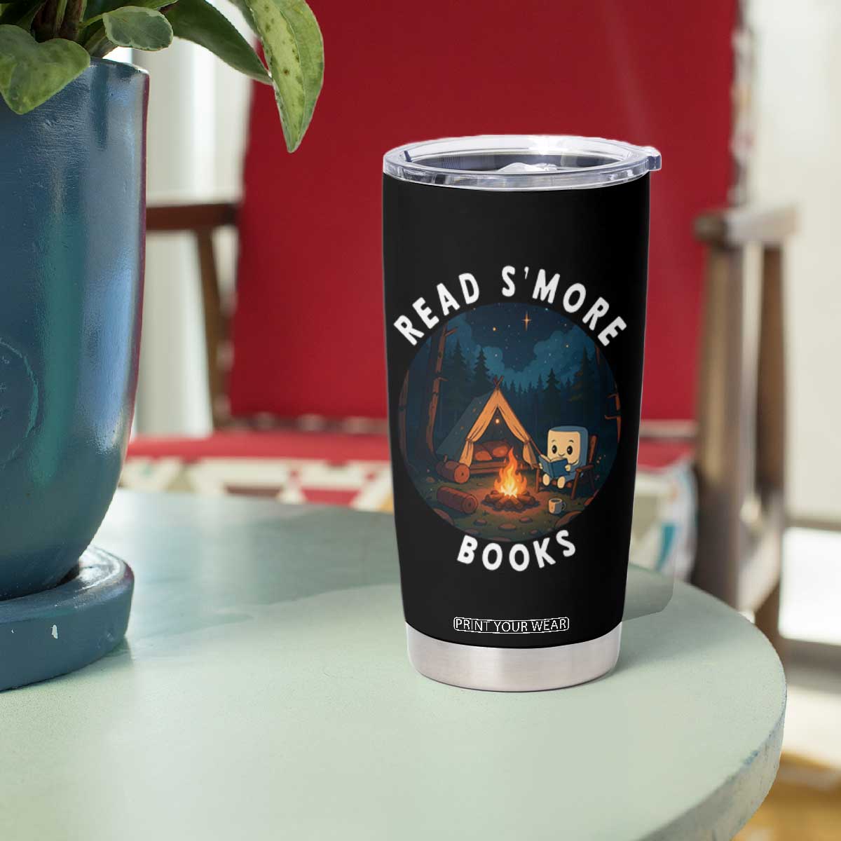 Camping Lover Tumbler Cup Read Smore Books Funny Smores TS12 Print Your Wear
