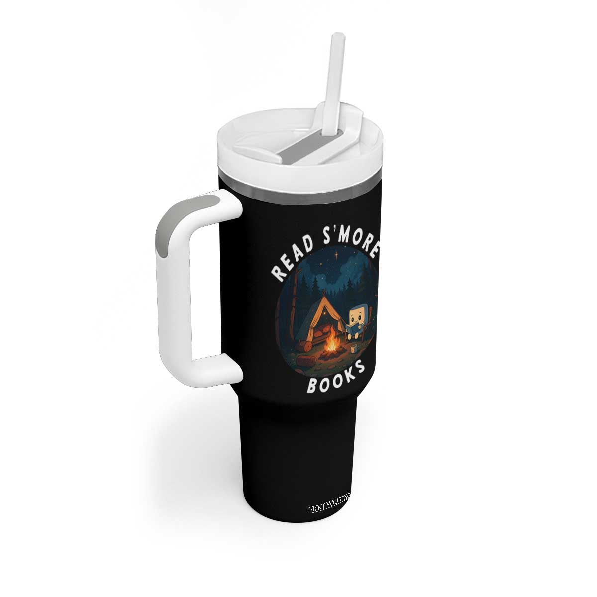 Camping Lover Tumbler With Handle Read Smore Books Funny Smores TS12 Print Your Wear