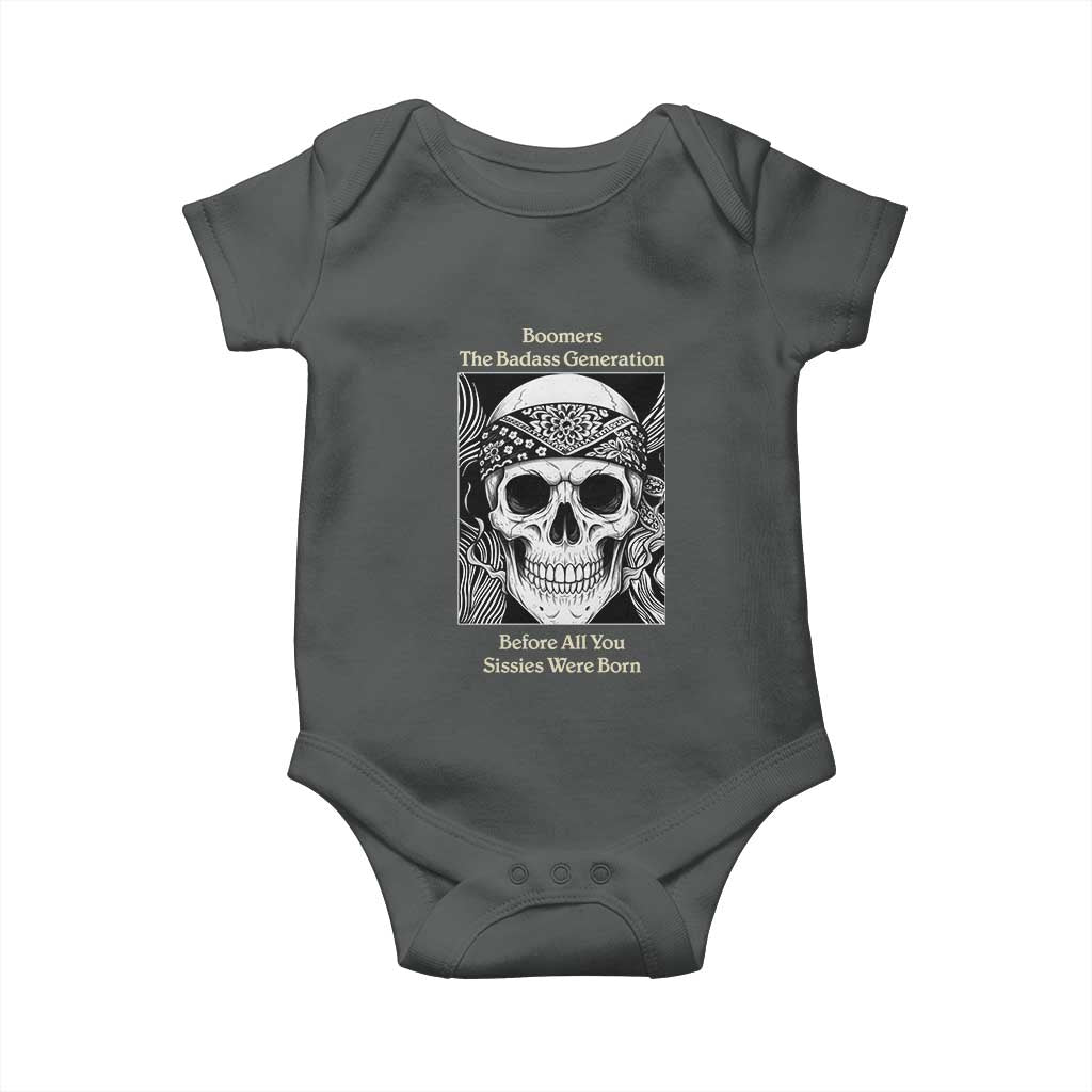 Baby Boomers Generation Baby Onesie Retro Badass Quote Gift TS12 Dark Heather Print Your Wear