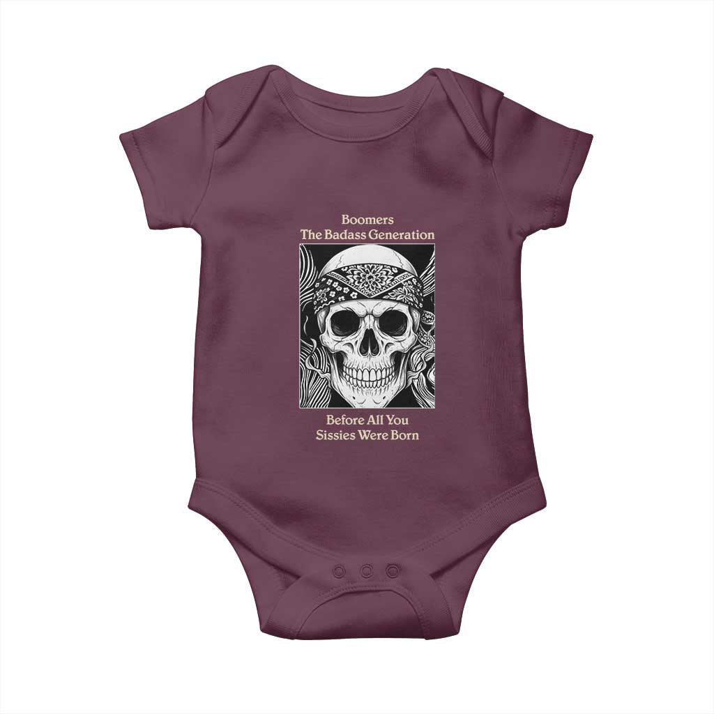 Baby Boomers Generation Baby Onesie Retro Badass Quote Gift TS12 Maroon Print Your Wear
