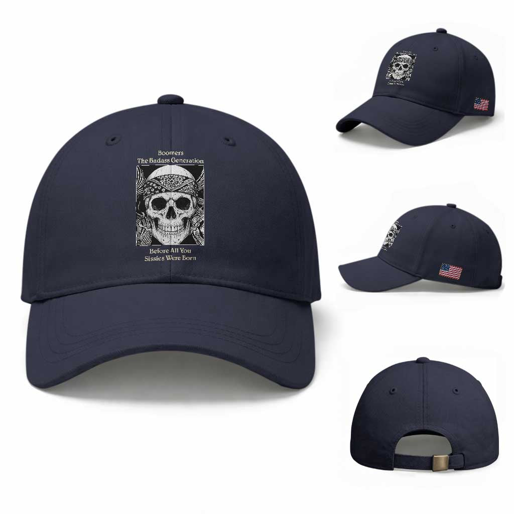 Baby Boomers Generation Baseball Cap Retro Badass Quote Gift TS12 Baseball Cap Universal Fit Navy Print Your Wear